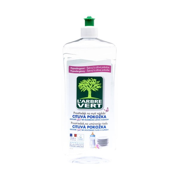 Ekoloģisks trauku mazgāšanas līdzeklis jutīgai ādai L´Arbre Vert Sensitive, 2 x 750 ml