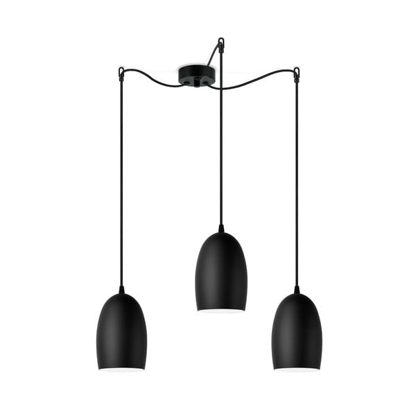 Melna trīsviru griestu lampa Sotto Luce UME Matte, ⌀ 14 cm