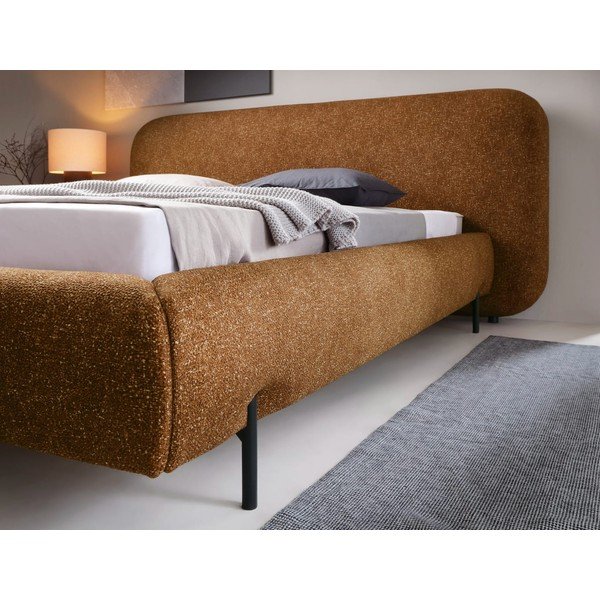 Okera dzeltena polsterēta divvietīga gulta ar veļas kasti un ar redelēm 180x200 cm Pointt – ELTAP-image-4