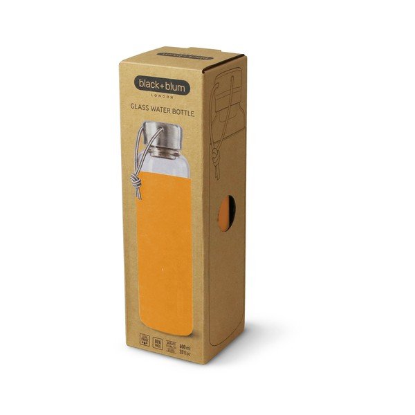 Stikla ūdens pudele ar oranžu silikona uzmavu Black + Blum G-Bottle, 600 ml-image-2
