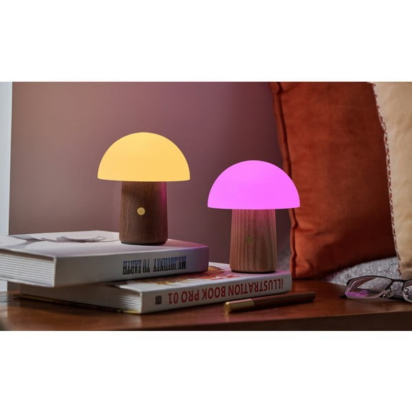 Balta/tumša dabīga toņa LED galda lampa (augstums 12,5 cm) Alice Mushroom – Gingko-image-1