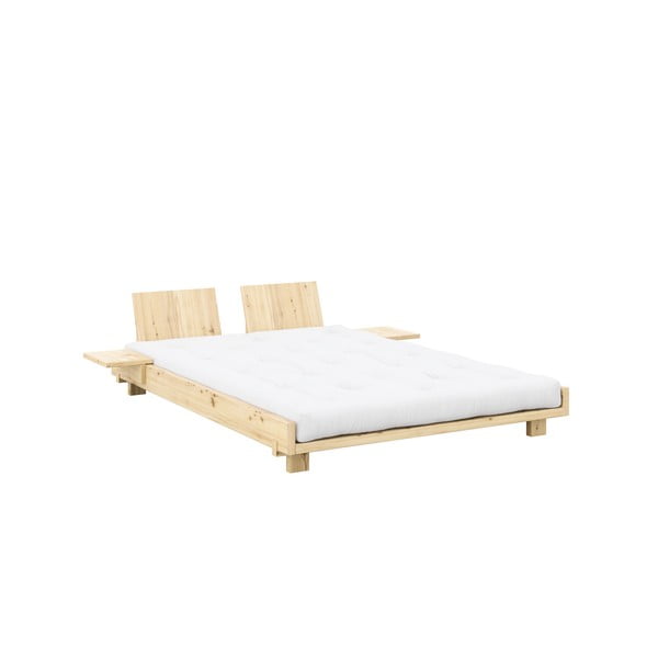 Dabīga toņa priedes masīvkoka divvietīga gulta ar redelēm 160x200 cm Social Bed – Karup Design