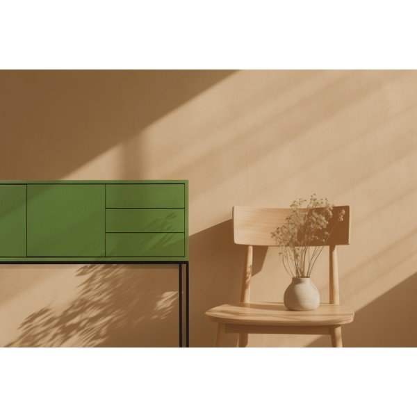 Zaļa zema kumode 113x88,5 cm Scott – Really Nice Things-image-1