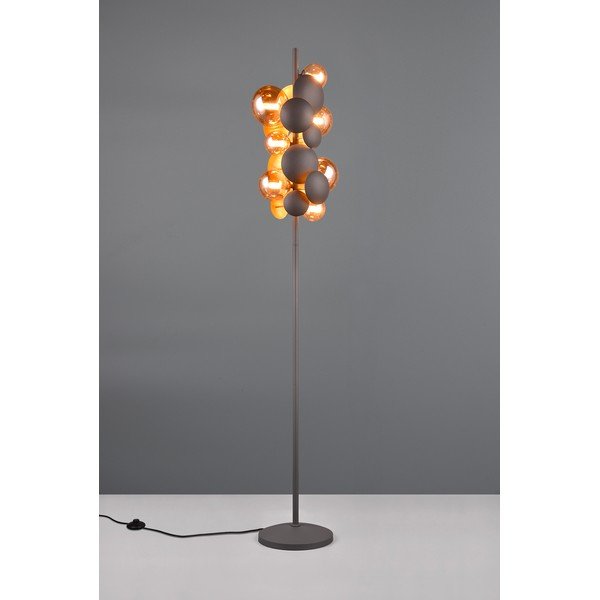 Pelēka/zelta krāsas stāvlampa ar stikla abažūru (augstums 155 cm) Bubble – Trio Select-image-1