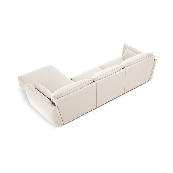 Bēšs samta stūra dīvāns (ar labo stūri/ar zvilni) Vanda – Mazzini Sofas-image-3