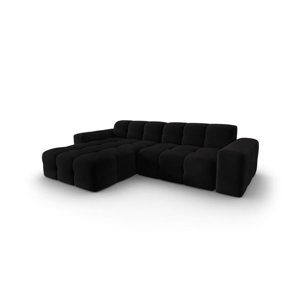 Melns samta stūra dīvāns (kreisais stūris) Kendal – Micadoni Home-image-3