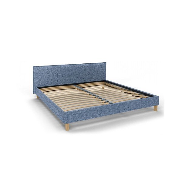 Zila mīksta divvietīga gulta ar režģi 200x200 cm Tina – Ropez