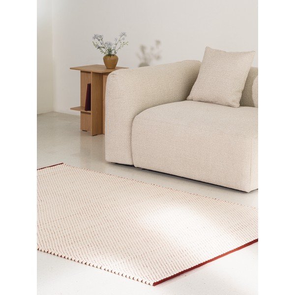 Sarkans/bēšs ar rokām darināts vilnas celiņa paklājs 80x170 cm Lenu – noo.ma-image-2