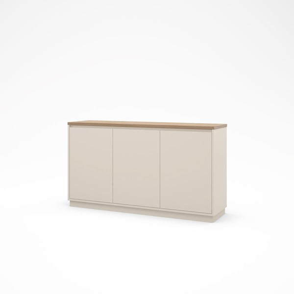 Bēša kumode ar ozolkoka imitāciju 152x84x40 cm Loreta – Marckeric-image-3