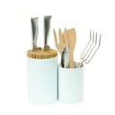 Balts bambusa nažu un virtuves piederumu statīvs Wireworks Knife&Spoon