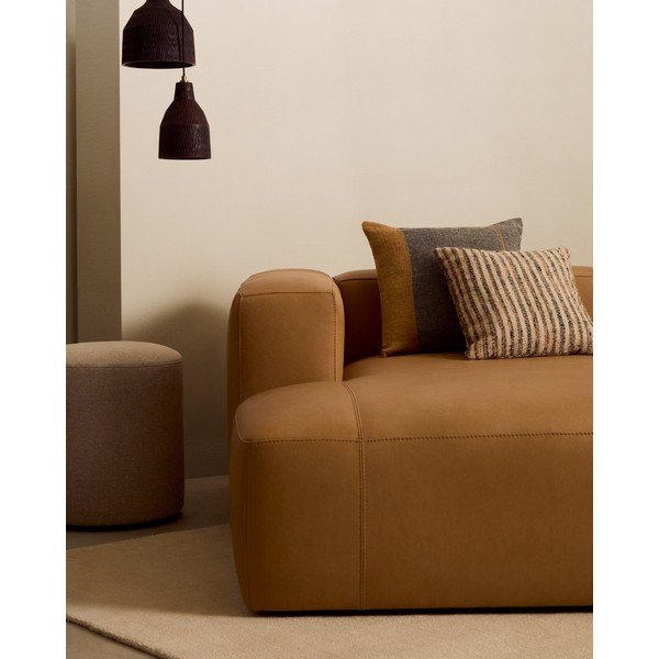 Brūns ādas dīvāns 210 cm Blok – Kave Home-image-1