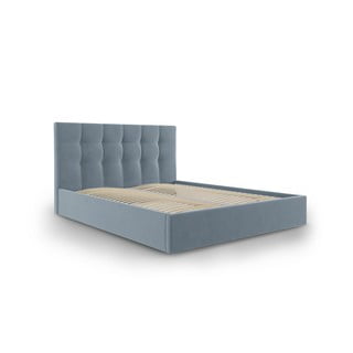 Gaiši zila samta divguļamā gulta Mazzini Beds Nerin, 180 x 200 cm