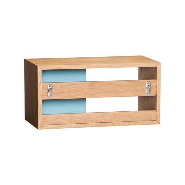 Dabīga toņa/dūmakaini zils sienas plaukts ar ozolkoka imitāciju 40 cm Slide – Hübsch-image-3