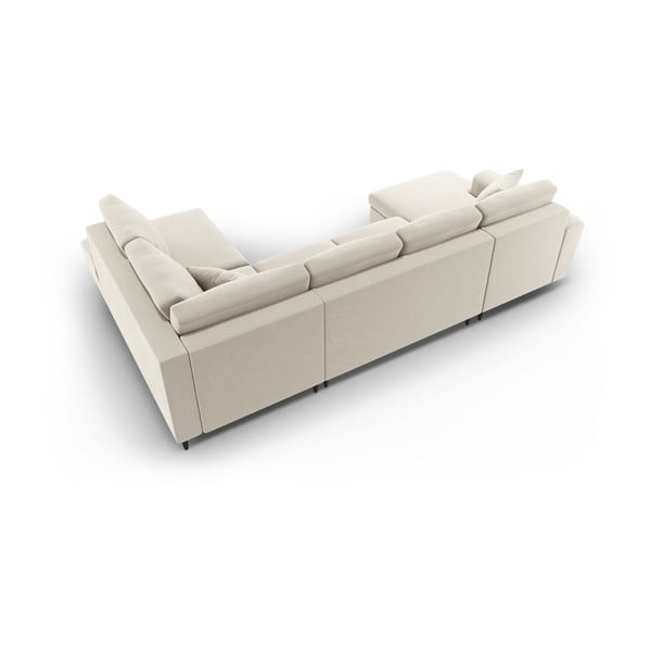 Bēšs samta salokāms stūra dīvāns ar uzglabāšanas vietu (ar labo stūri/U veida) Kyoto – Cosmopolitan Design-image-4