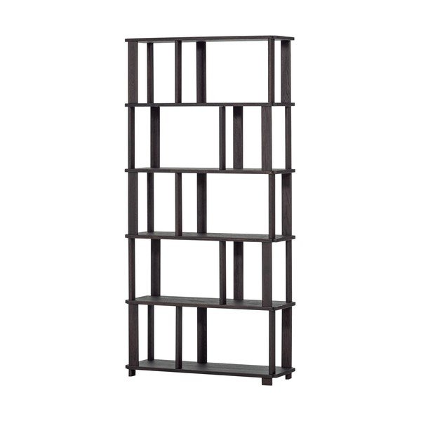 Tumši brūns ozola masīvkoka grāmatplaukts 90x186x30 cm Riss – WOOOD-image-2