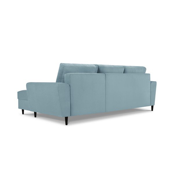 Gaiši zils velveta izvelkamais stūra dīvāns ar uzglabāšanas vietu Micadoni Home Moghan, labais stūris-image-4
