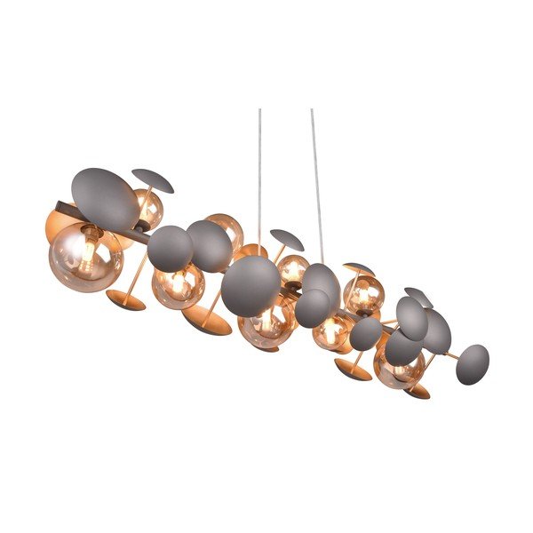 Pelēka/zelta krāsas piekaramā lampa ar stikla abažūru Bubble – Trio Select-image-1