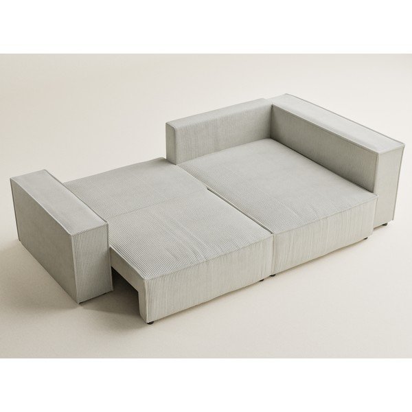 Krēmkrāsas velveta salokāms stūra dīvāns ar uzglabāšanas vietu (ar labo stūri/L veida) Tonga – Maison de Rêve-image-3