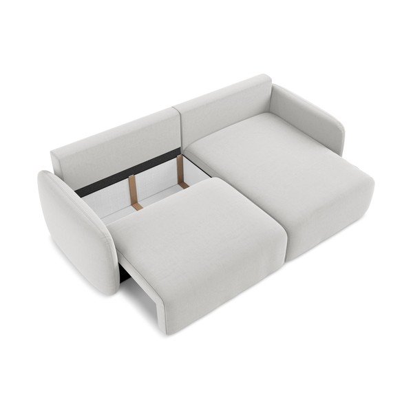 Gaiši pelēks samta salokāms stūra dīvāns ar uzglabāšanas vietu (ar labo stūri/ar zvilni) Kalena – Makamii-image-4