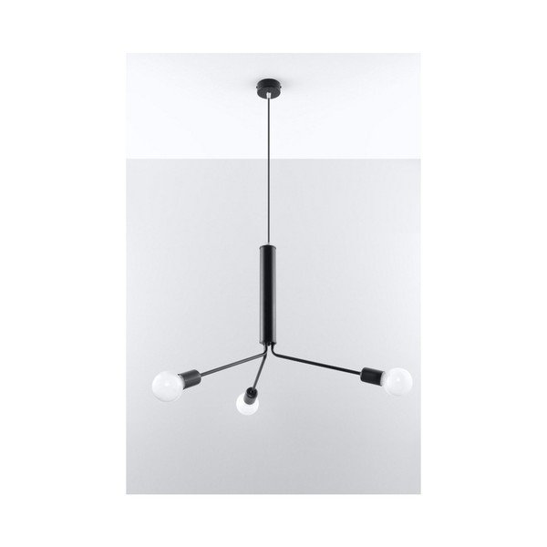 Melna piekaramā lampa ar metāla abažūru ø 74 cm Donato – Sollux-image-3
