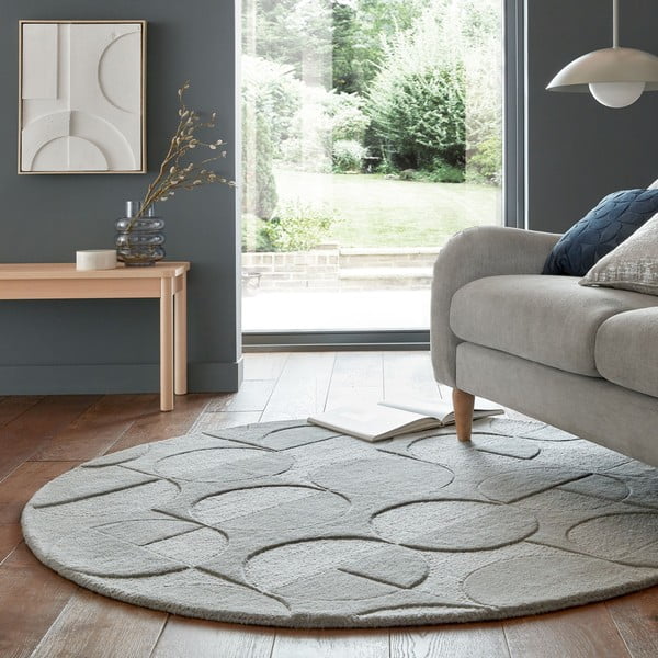 Pelēks apaļš vilnas paklājs ø 160 cm Gigi – Flair Rugs-image-1