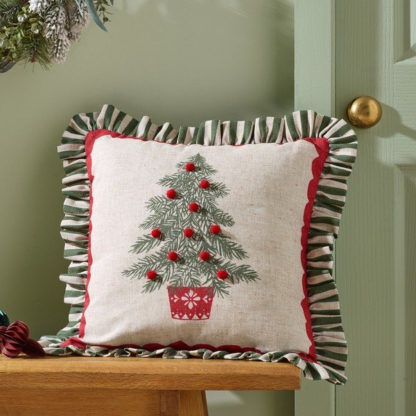 Dekoratīvais spilvens ar Ziemassvētku motīvu 45x45 cm Frilled Christmas Tree – Catherine Lansfield-image-1