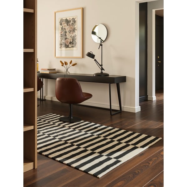 Melnbalts divpusējs/ar rokām darināts vilnas paklājs 120x180 cm Donna – Hanse Home-image-1