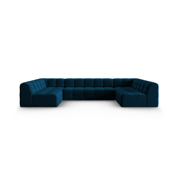 Tumši zils samta stūra dīvāns (U veida) Kendal – Micadoni Home