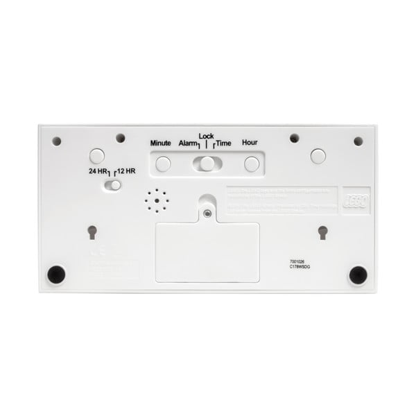 Balts digitālais pulkstenis ar LEGO® Brick modinātāju-image-1