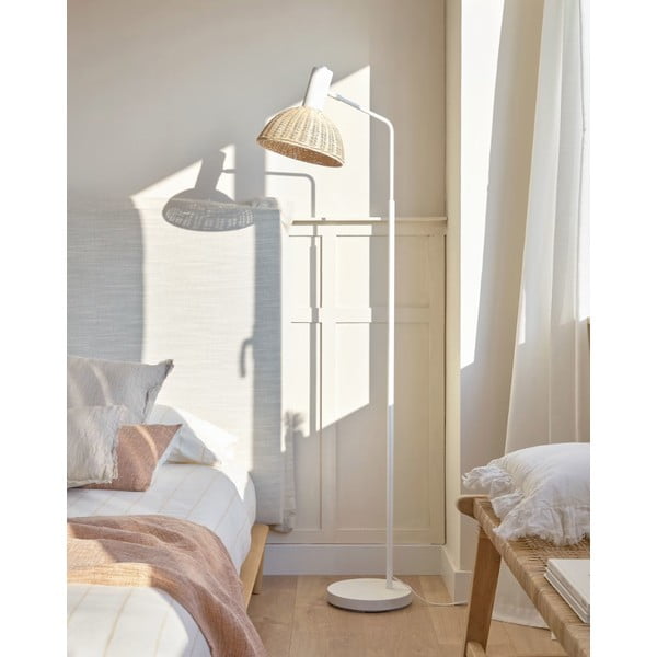 Dabīga toņa stāvlampa ar rotangpalmas abažūru (augstums 157 cm) Damila – Kave Home-image-1