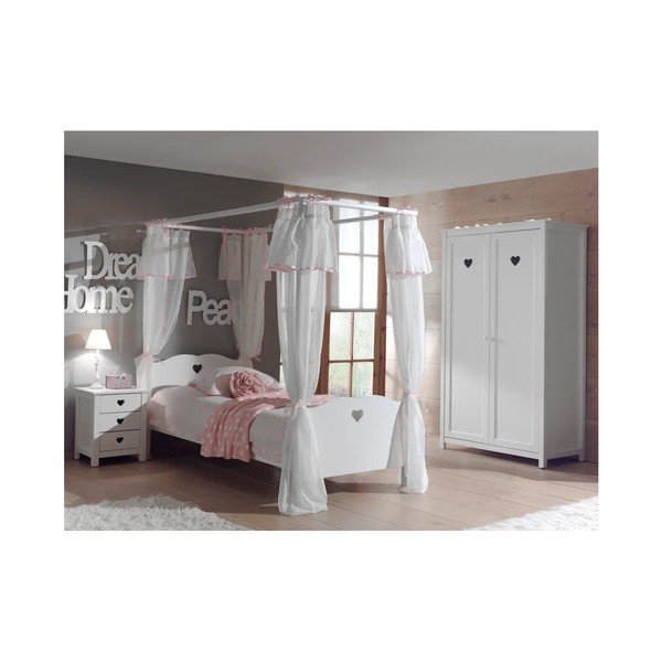 Balta bērnu gulta ar baldahīna pagarinājumu Vipack Amori-image-2