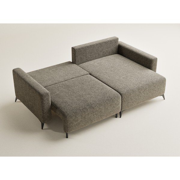 Brūns salokāms stūra dīvāns no šenila auduma ar uzglabāšanas vietu (ar labo stūri/ar zvilni) Leon – Maison de Rêve-image-3