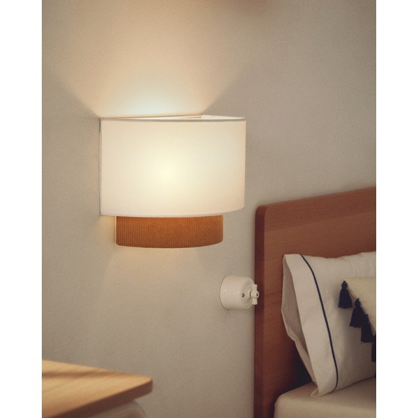 Sinepju dzeltena/balta bērnu lampa ar auduma abažūru Bianella – Kave Home-image-1