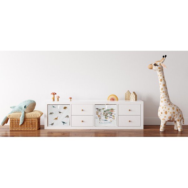 Balts tekstila bērnu rotaļlietu organizators 32x32x32 cm Dino Friends – Butter Kings-image-1