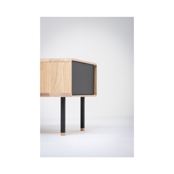 Ozolkoka naktsgaldiņš ar melnu atvilktni Gazzda Fina-image-4