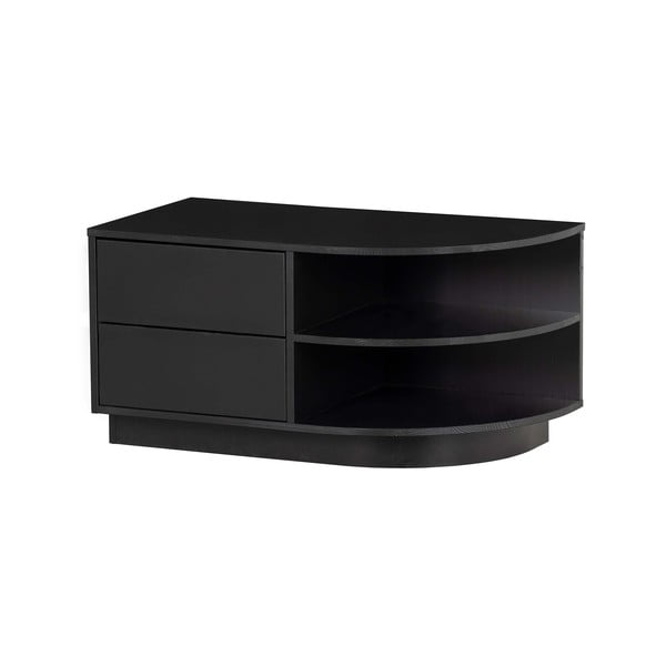 Melns priedes masīvkoka modulārais TV galdiņš 78x40 cm Finca – WOOOD-image-2