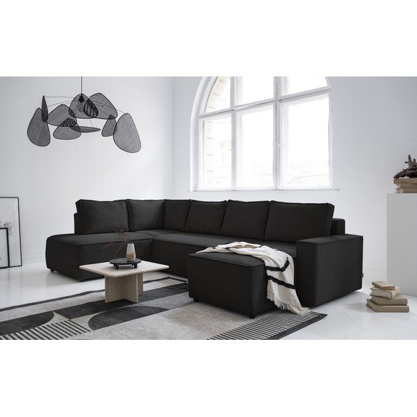 Antracīta pelēks velveta salokāms stūra dīvāns (ar kreiso stūri/U veida) Brave Dave – Miuform-image-2