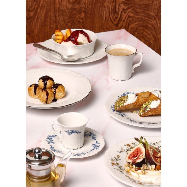 Balta/zila espreso porcelāna tasīte 110 ml Retro – BonBistro-image-1