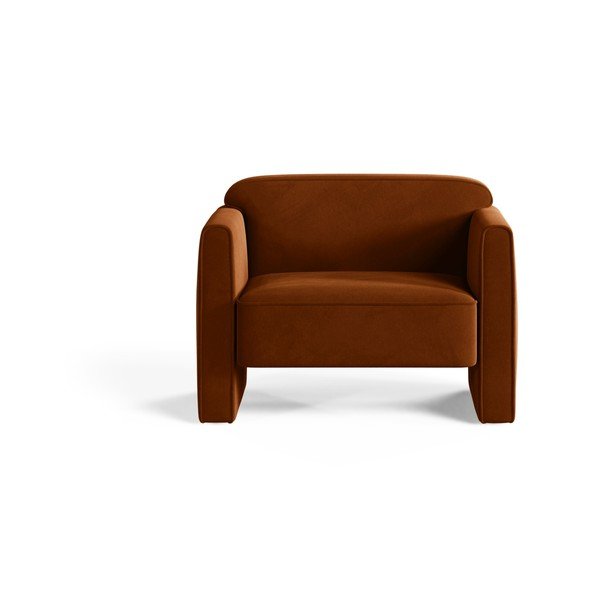 Terakotas oranžs samta atpūtas krēsls Abby – Micadoni -image-1