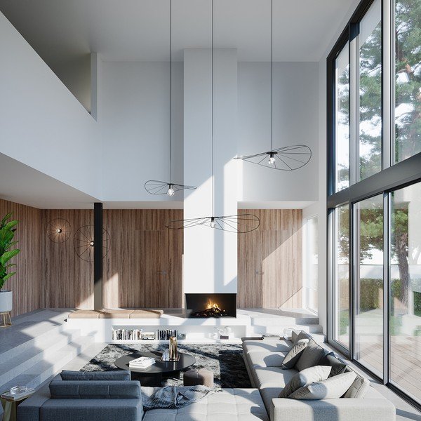 Melna piekaramā lampa ø 140 cm Elliot – Sollux-image-4