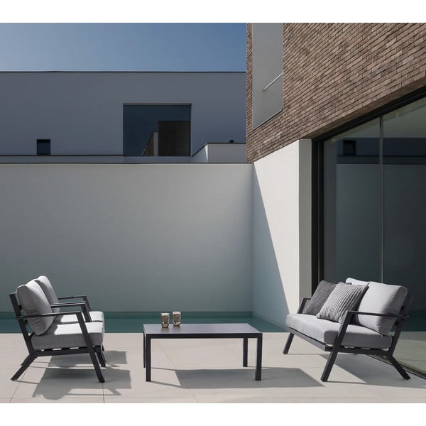 Pelēks alumīnija dārza atpūtas komplekts 4 personām Harley – Bizzotto-image-1