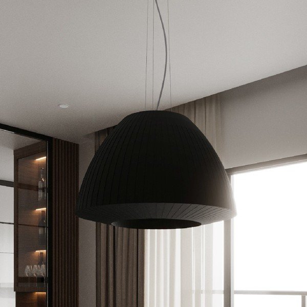 Melna piekaramā lampa ar stikla abažūru ø 60 cm Soprano – Sollux-image-3