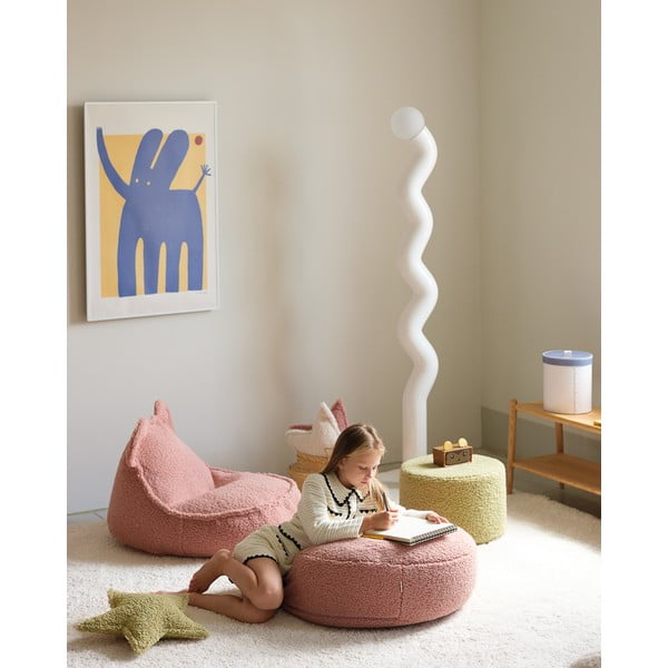 Rozā bērnu sēžammaiss no buklē auduma Round – Wigiwama-image-1