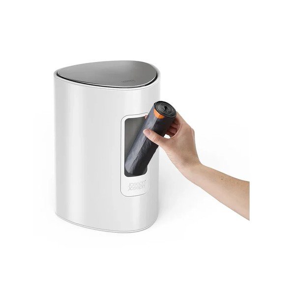 Spīdīgi balta nerūsējošā tērauda atkritumu tvertne ar pedāli 5 l EasyStore Luxe – Joseph Joseph-image-3