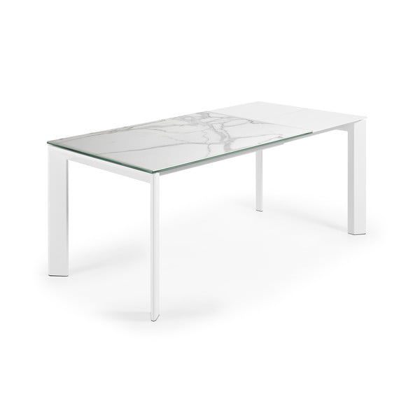 Izvelkams ēdamgalds ar papildu galda virsmu ar marmora imitācijas galda virsmu 80x120 cm Axis – Kave Home-image-2