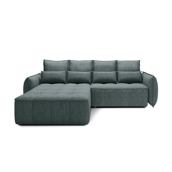 Zaļš samta salokāms/ar uzglabāšanas vietu stūra dīvāns (ar kreiso stūri/ar zvilni) Campo – ELTAP