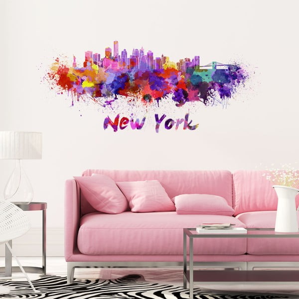 Sienas uzlīme Ambiance Sienas dekals New York Design Akvarelis, 60 x 140 cm