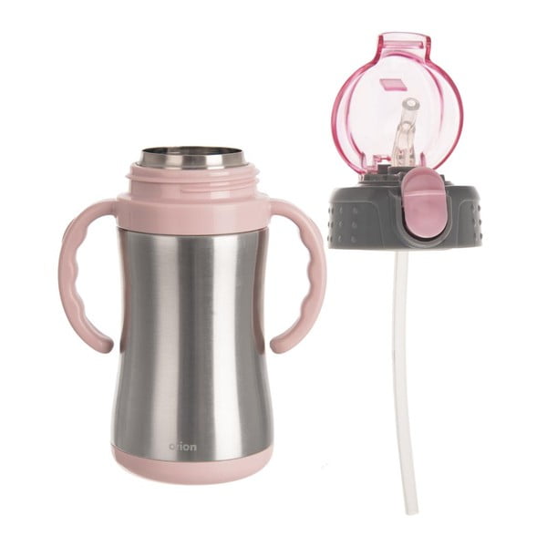 Gaiši rozā nerūsējošā tērauda pudele/termoss bērniem 330 ml – Orion-image-2