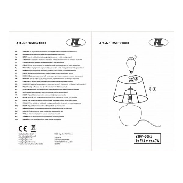 Melna keramikas un auduma galda lampa Reality Luxor, augstums 26 cm-image-3