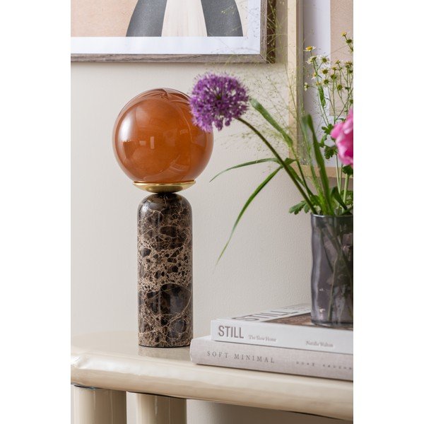 Tumši brūna marmora galda lampa (augstums 38 cm) Lazio Sphere – Leitmotiv-image-2
